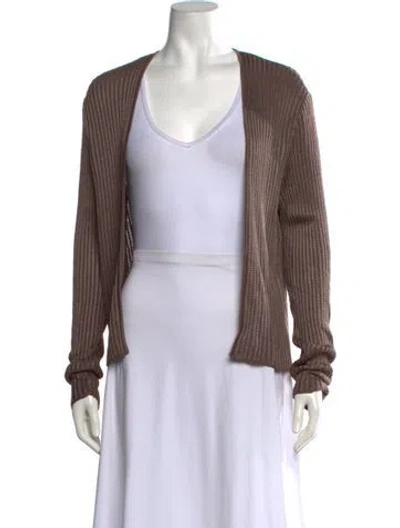 Pre-owned Ferragamo Open Front Sweater In Brown
