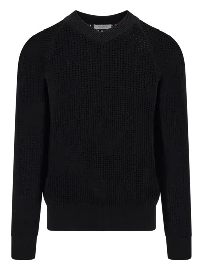 Ferragamo Open-knit Sweater In Black