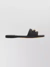 Ferragamo Open Toe Flat Sandals With Gold Hardware In Black