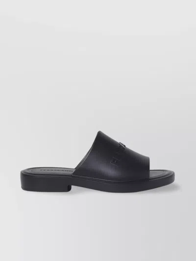 Ferragamo Open Toe Flat Sole Sandals In Black