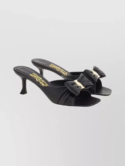 Ferragamo Open Toe Mules Bow Detail In Black
