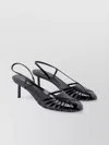 Ferragamo Open Toe Strappy Patent Leather Pumps