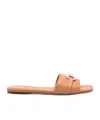 Ferragamo 'leah' Brown Slide Sandals In Brown