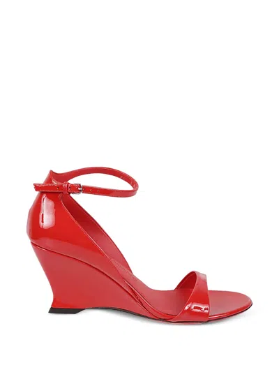 Ferragamo Patent Leather Open-toe Sandals In Red