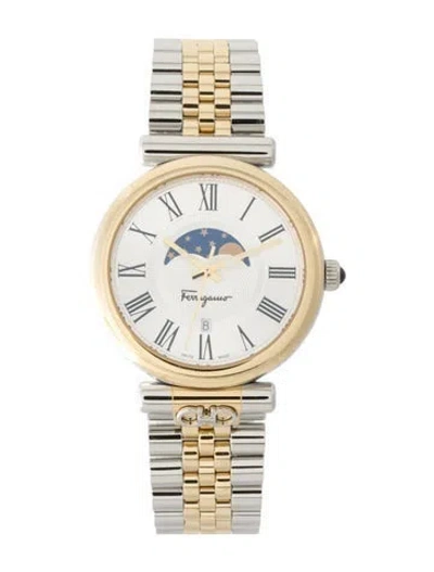 Pre-owned Ferragamo Ora Moonphase Watch, 40mm In Multi