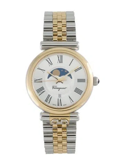 Pre-owned Ferragamo Ora Moonphase Watch, 40mm In Multi