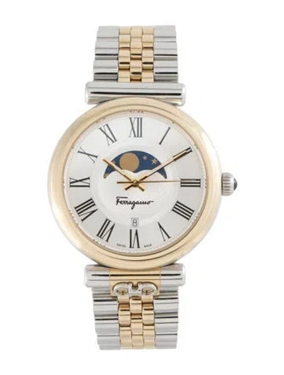 Pre-owned Ferragamo Ora Moonphase Watch, 40mm In Multi