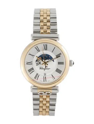 Pre-owned Ferragamo Ora Moonphase Watch, 40mm In Multi