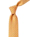 Ferragamo Orange Dolphins Silk Tie In Yellow