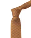 Ferragamo Orange Gancini Silk Tie In Brown