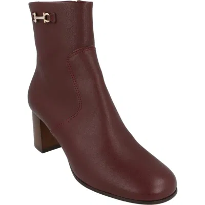 Ferragamo Oreste Leather Bootie In Burgundy