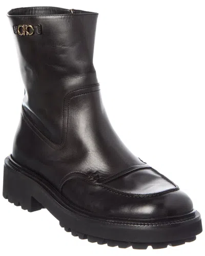 FERRAGAMO FERRAGAMO ORESTE LEATHER BOOTIE