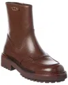 Ferragamo Oreste Leather Bootie In Brown