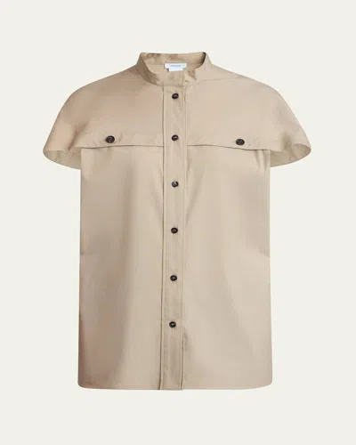 Ferragamo Organic Stretch Short-sleeve Utility Shirt In Multi
