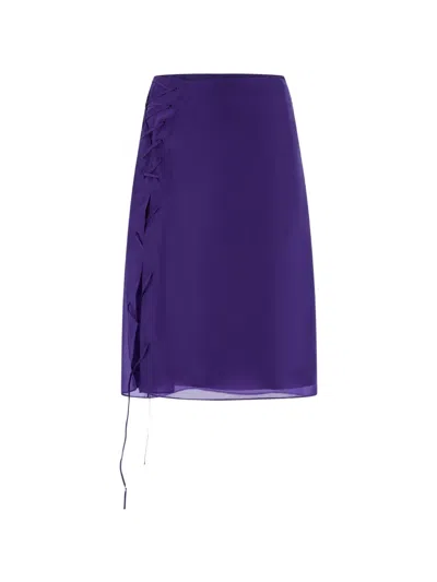Ferragamo Organza Skirt With String Tie Detail In Purple