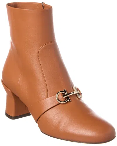 Ferragamo Orietta Leather Bootie In Brown