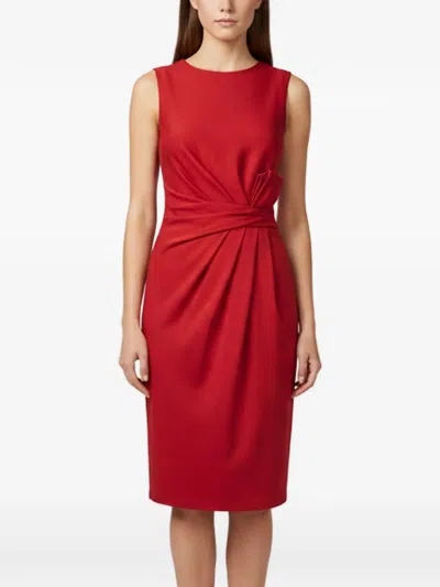 Pre-owned Ferragamo Origami-pleated Wool Dress In Red