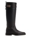 Ferragamo Elegant Roly Riding Boots With Gancini Buckle Detail In Black