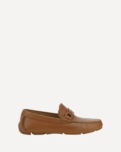 Ferragamo Ornament Driver Loafers In Brown