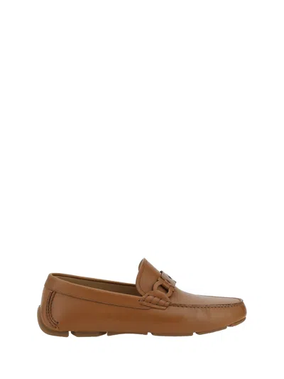 Ferragamo Brown Loafers With Ganicini Plaque On The Front