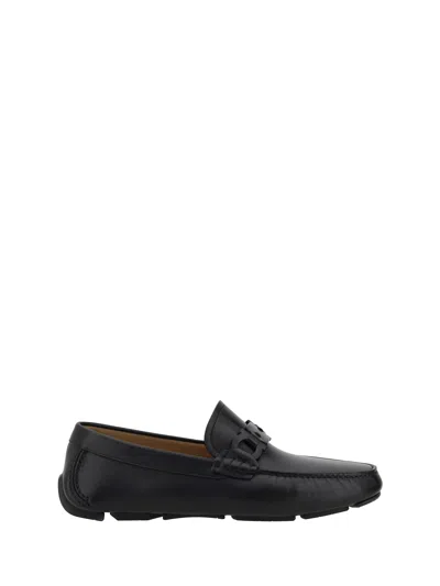 Ferragamo Black Loafers With Ganicini Plaque On The Front
