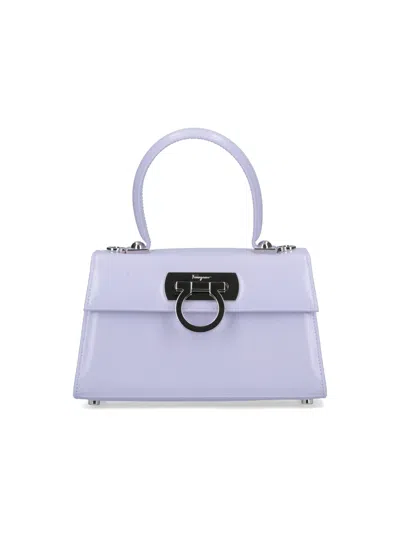 Ferragamo Ornament Gancini Handbag In Purple