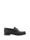 Ferragamo Gancini Ornament Loafers In Calf Leather In Brown