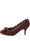 Ferragamo Carla Stud-embellished Suede Pumps In Brown