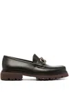 Ferragamo Gancini Chunky Leather Loafers In Brown