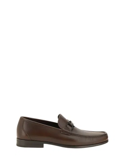 Ferragamo Ornamento Gancini Loafers In Brown