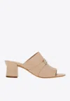 Ferragamo Ornella 55 Woman Sandals Blush Size 7 Lambskin In Beige