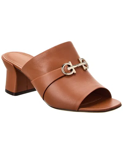 Ferragamo Ornella Leather Sandal In Brown