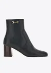 Ferragamo Otello Buckle-detail Ankle Boots In Black