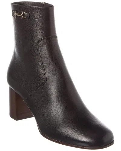 Ferragamo Otello Leather Bootie In Black