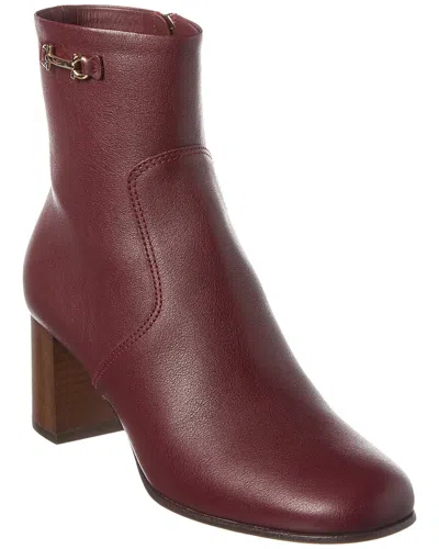 Ferragamo Otello Leather Bootie In Red