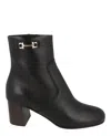 Ferragamo Otello Leather Booties In Black