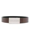 Ferragamo Men Squared Buckle Smooth Leather Reversible Belt In Brown