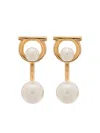 Ferragamo Gold Gancini Faux-pearl Earrings In Multicolor