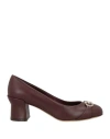 Ferragamo Otilia 55 Woman Pumps Burgundy Size 8 Lambskin In Brown