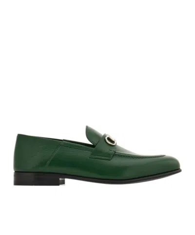 Ferragamo Mule Loafer With Gancini Ornament In Green