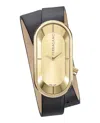 Ferragamo Oval Case Leather Strap Watch With Sunray Dial