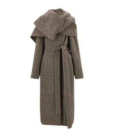 Ferragamo Oversize Asymmetrical Coat In Gray