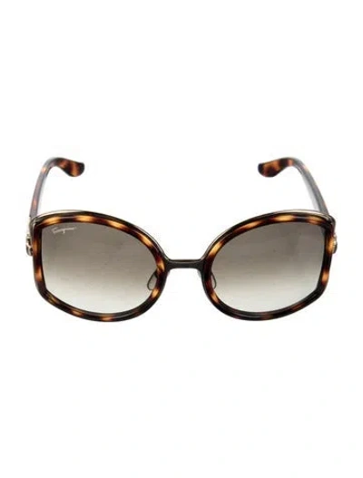 Pre-owned Ferragamo Oversize Gradient Sunglasses In Brown