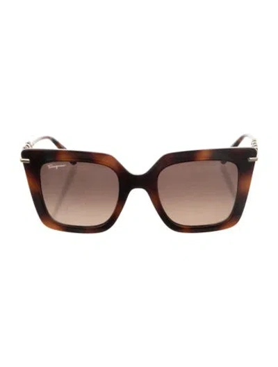 Pre-owned Ferragamo Oversize Gradient Sunglasses In Brown
