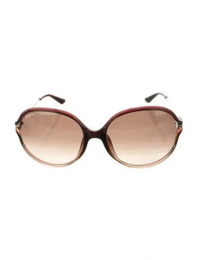 Pre-owned Ferragamo Oversize Gradient Sunglasses In Brown