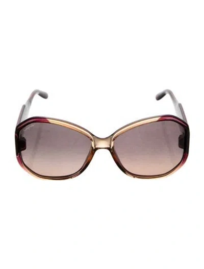 Pre-owned Ferragamo Oversize Gradient Sunglasses In Burgundy