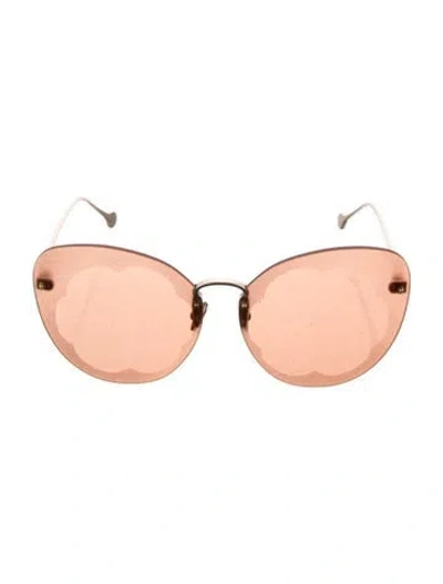 Pre-owned Ferragamo Oversize Mirrored Sunglasses In Gold