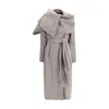 Ferragamo Women Oversized Asymmetric Coat In Gray
