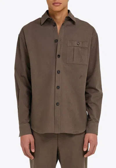 Ferragamo Oversized Button-up Shirt In Brown