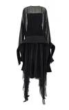 Ferragamo Silk Layered-design Evening Dress In Black